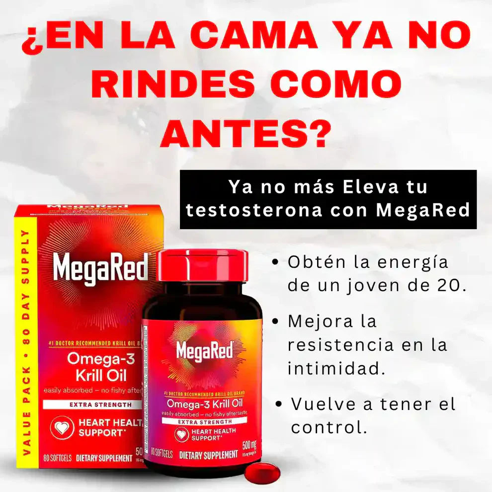 MegaRed Omega 3s® – Impulsa tu testosterona y energía natural con Aceite de Krill de alta pureza.