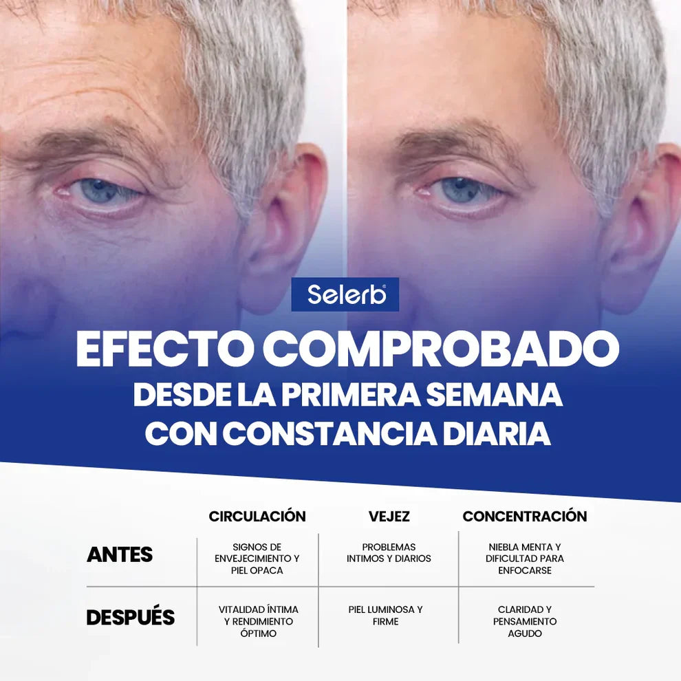 Selerb NAD+ 60 cápsulas | Recupera tu potencia y energía en la cama, en 2 semanas. Contiene: NAD+, RESVERATROL, COQ10, L-ARGININA, L-CITRULINA, SAW PALMETTO.