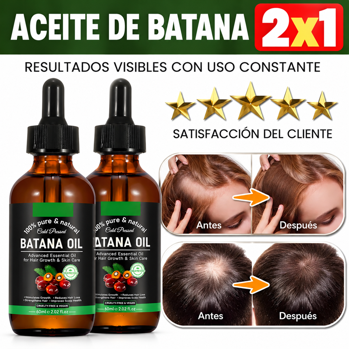 ACEITE DE BATANA PROMOCIÓN 2X1  – Reparación profunda, crecimiento fortalecido y brillo natural para todo tipo de cabello