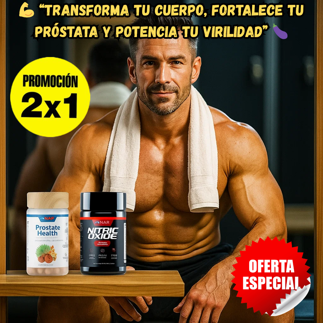 Óxido Nítrico Promax™ + Prostate Health en pack Compra 1 y Llévate 2 Gratis:💪 Rendimiento, energía y salud masculina🔥
