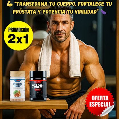 Óxido Nítrico Promax™ + Prostate Health en pack Compra 1 y Llévate 2 Gratis:💪 Rendimiento, energía y salud masculina🔥